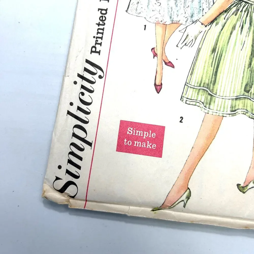 Simplicity Vintage 1959 Pattern #2958 Flare Swing Dress Miss Size‎ 16